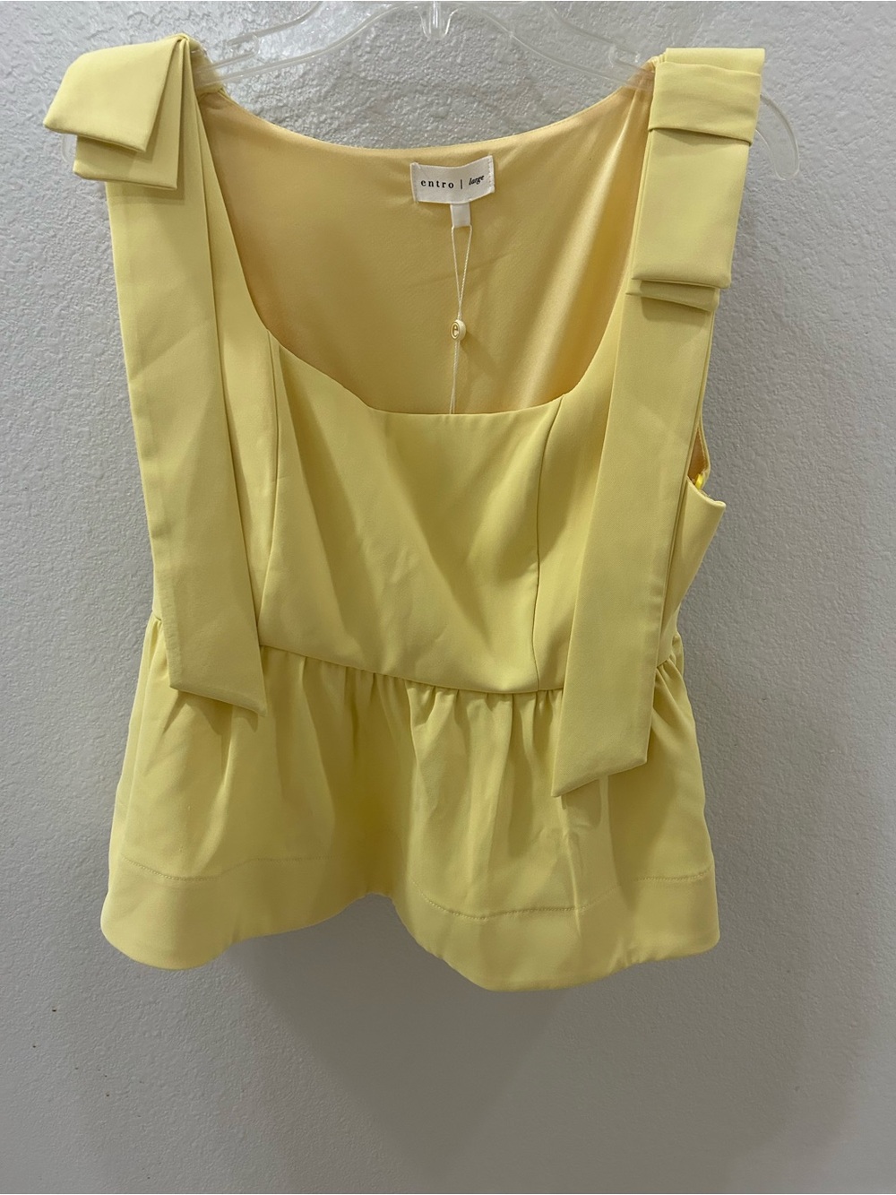 entro Yellow Peplum Camisole with Tie-Strap Details